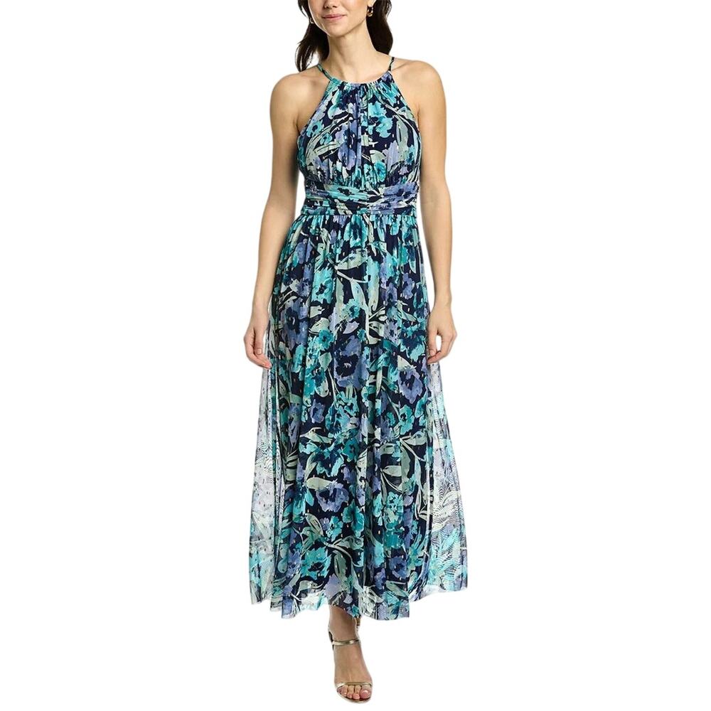 London Times Blue Floral Halter Sundress
Size 10P New with Tag MSRP $128